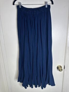 VTG Tienda Ho "Switch" Maxi Skirt One Size Blue Black Striped Hand Woven Boho